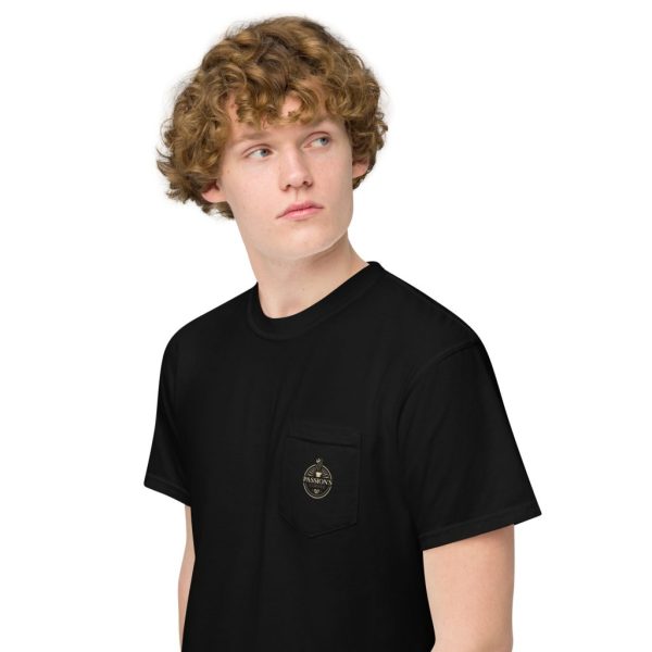 unisex garment dyed pocket t shirt black left front 63964c8c01088