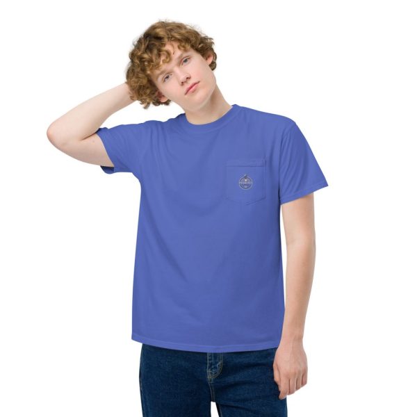 unisex garment dyed pocket t shirt flo blue front 2 63964c8c0203e