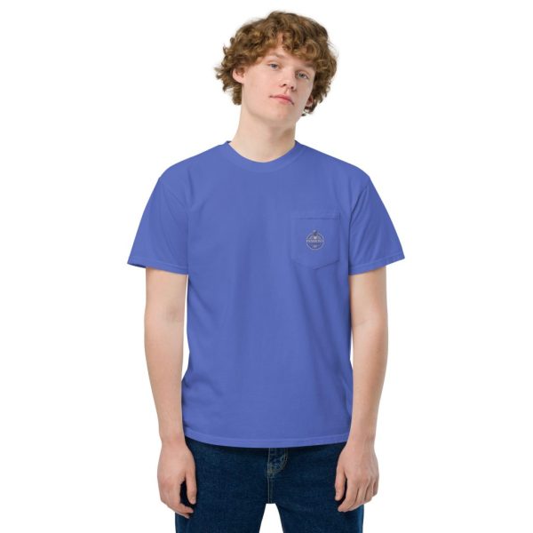 unisex garment dyed pocket t shirt flo blue front 63964c8c01ea9