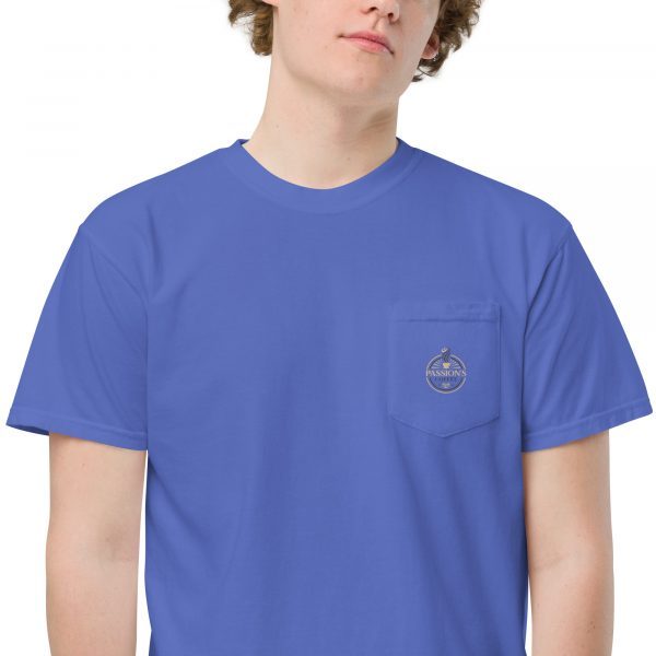 unisex garment dyed pocket t shirt flo blue zoomed in 63964c8c01cda