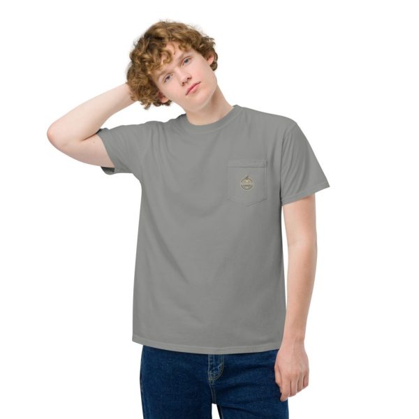 unisex garment dyed pocket t shirt grey front 2 63964c8c03380