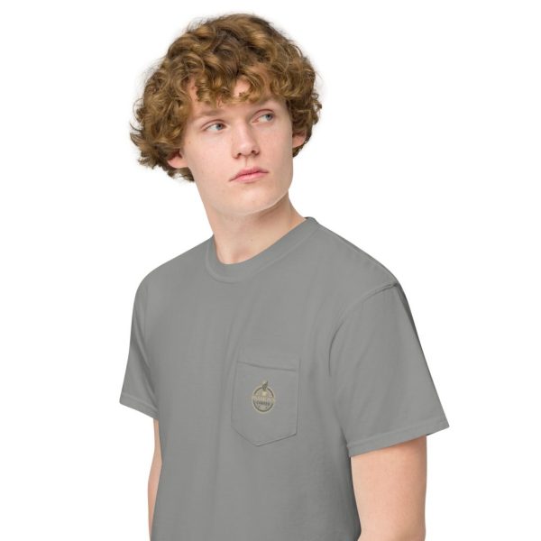 unisex garment dyed pocket t shirt grey left front 63964c8c036ea