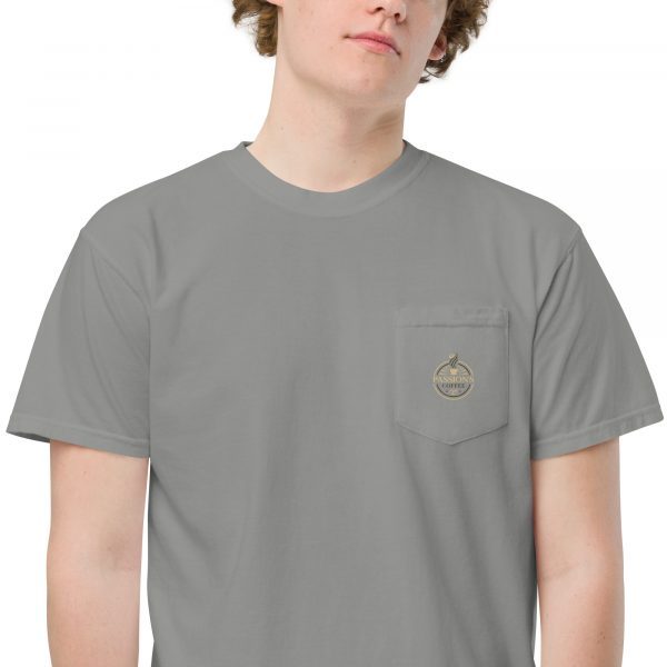 unisex garment dyed pocket t shirt grey zoomed in 63964c8c02e78