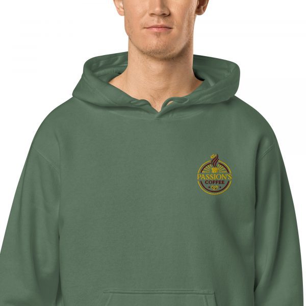 unisex pigment dyed hoodie pigment alpine green zoomed in 639648d23b314